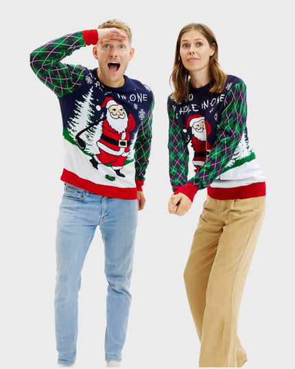 Women's Light-Up Ugly Christmas Sweater - Ho Ho Hole In One