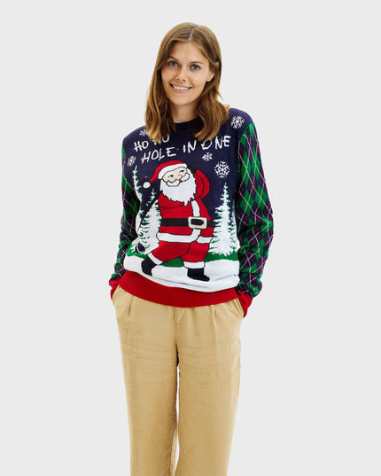 Women's Light-Up Ugly Christmas Sweater - Ho Ho Hole In One