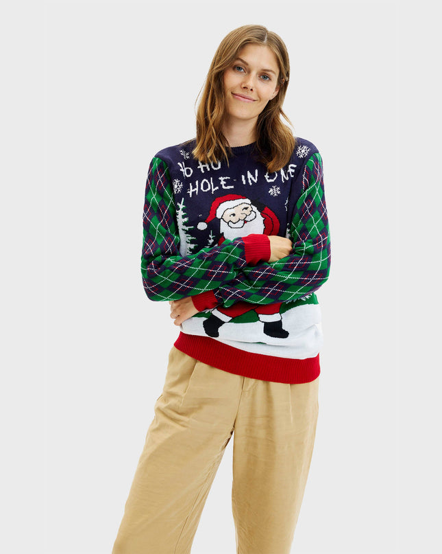 Women's Light-Up Ugly Christmas Sweater - Ho Ho Hole In One