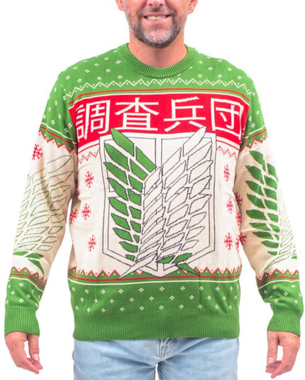 Attack on Titan Kanji and Swords Ugly Sweater