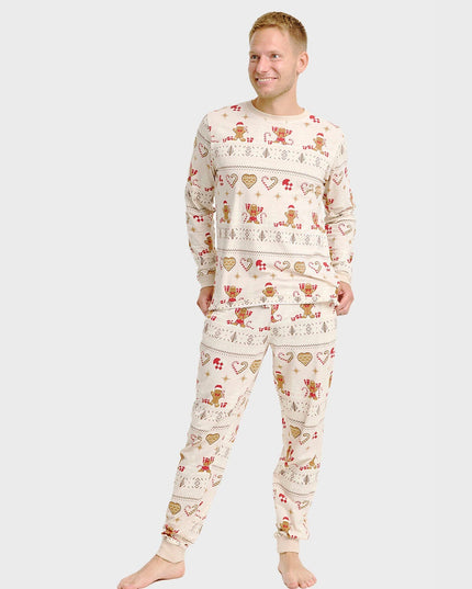 Christmas Cookie Pajamas in Beige for Men - Family Style