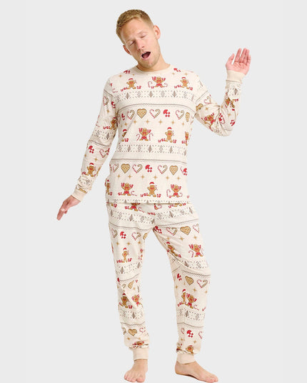 Christmas Cookie Pajamas in Beige for Men - Family Style