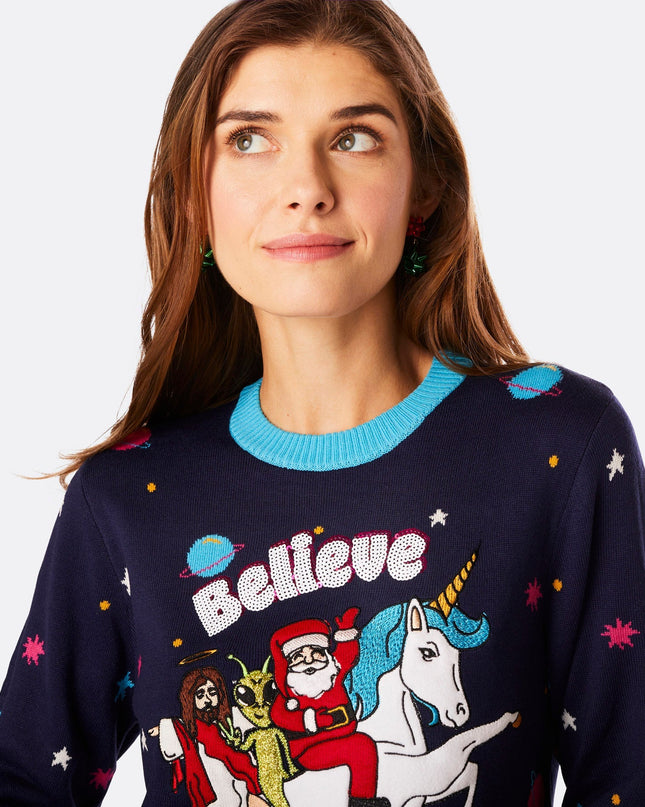 Women's Believe Christmas Sweater
