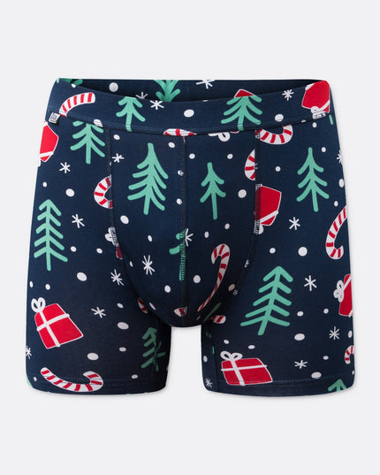 Blue Christmas Pattern Boxers for Women | Festive Holiday Underwear