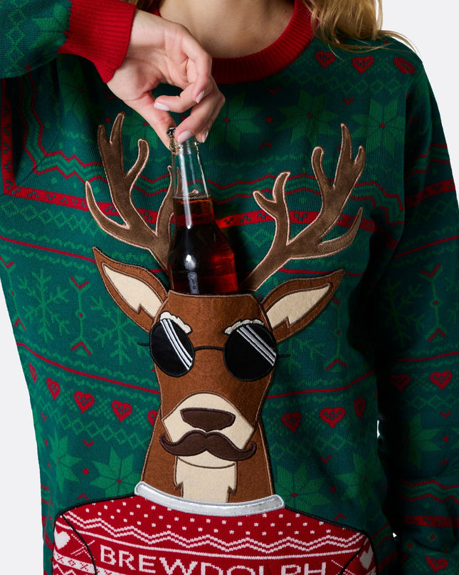 Women's Brewdolph Christmas Sweater for a Playful Twist