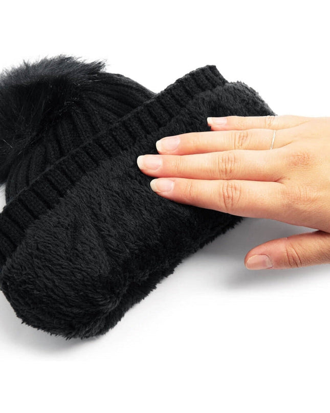 Black Pom Beanie