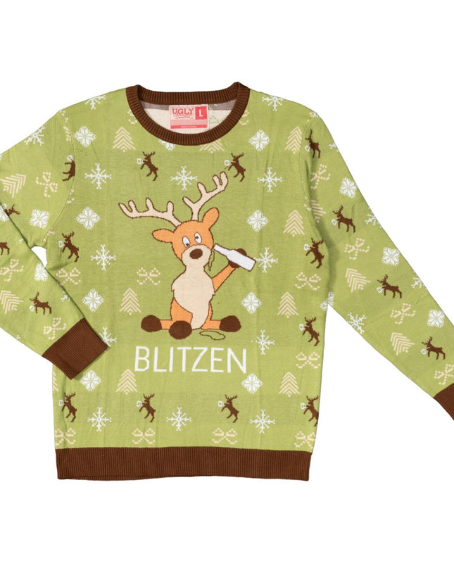Blitzen Drunk Funny Adult Ugly Christmas Sweater