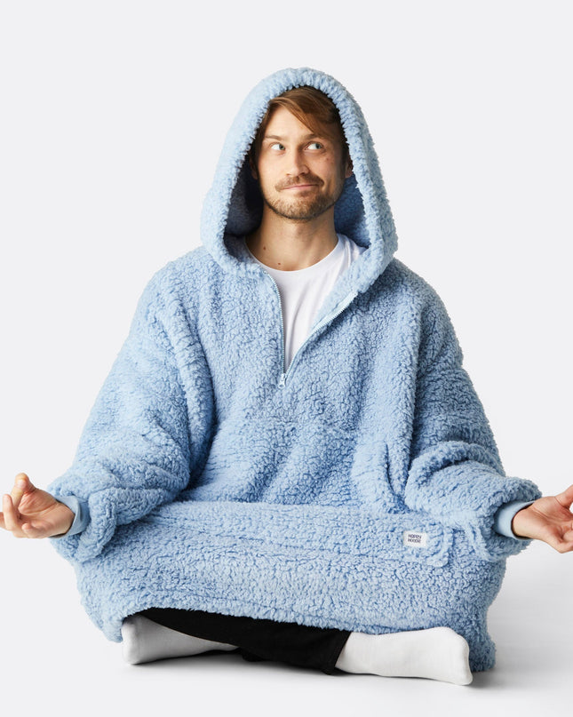 HappyHoodie Blue Sherpa for Adults - Warm and Stylish