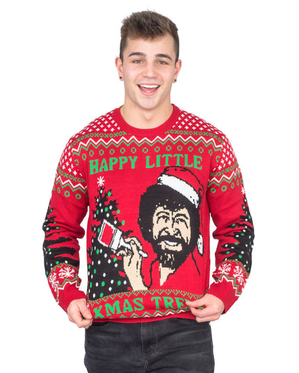 Bob Ross Happy Little Xmas Trees Sweater