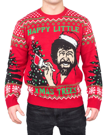Bob Ross Happy Little Xmas Trees Sweater