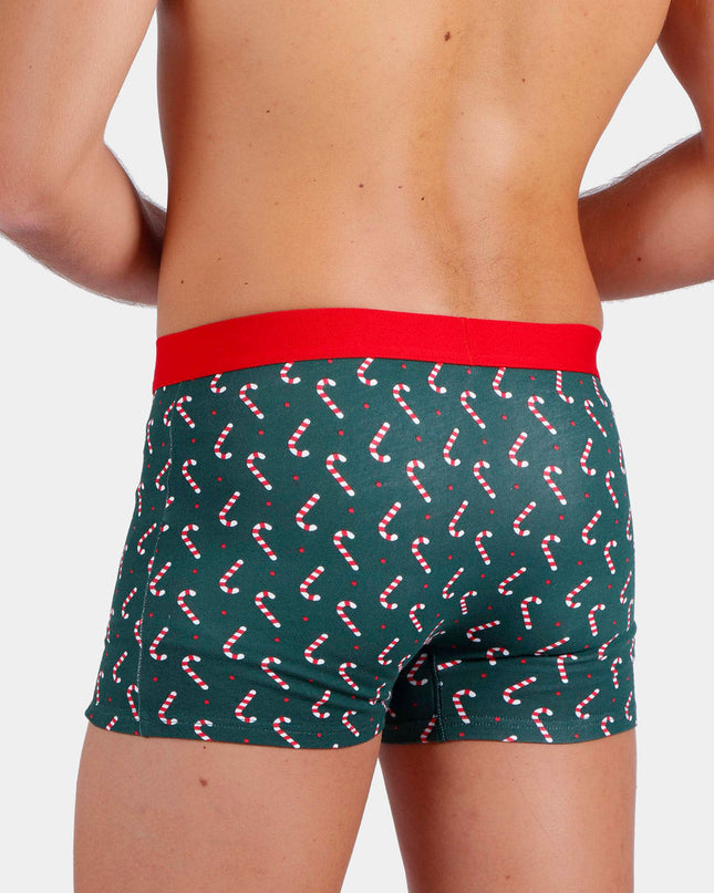 Green Christmas Boxers for Men with Candy Canes and Gift Box