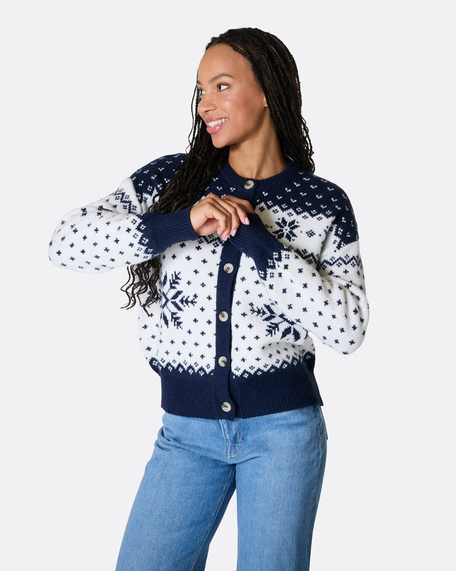 Women's Blue Christmas Cardigan for Seasonal Style