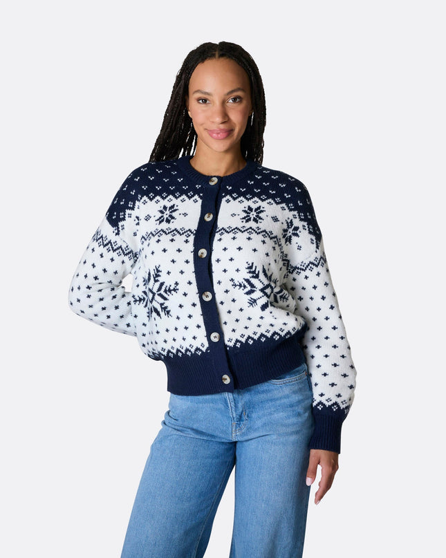 Women's Blue Christmas Cardigan