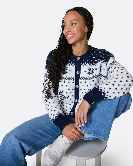 Women's Blue Christmas Cardigan for Seasonal Style