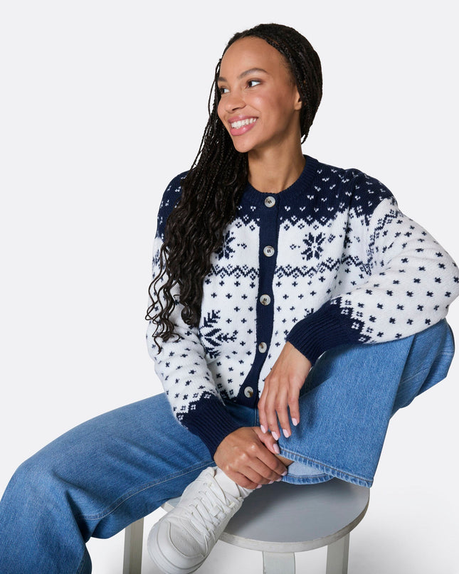 Women's Blue Christmas Cardigan for Seasonal Style