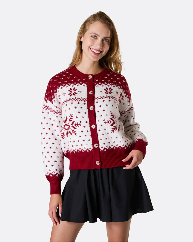 Women's Red Christmas Cardigan for Seasonal Warmth