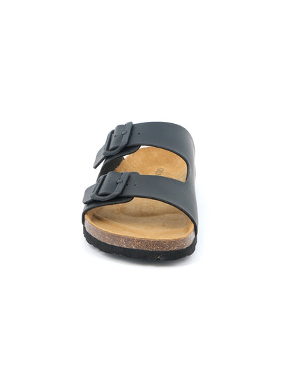 Grünland Black Double Strap Men's Slippers