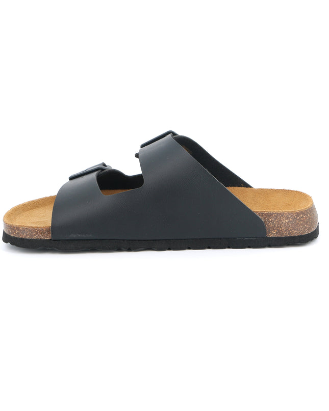Grünland Black-Black Double Strap Men's Slippers