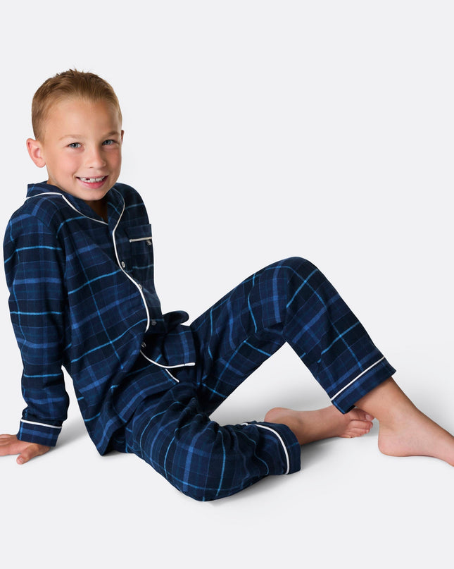 Kids' Blue Flannel Christmas Pyjamas
