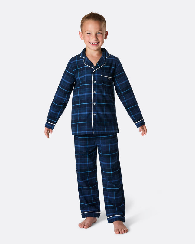 Kids' Blue Flannel Christmas Pyjamas