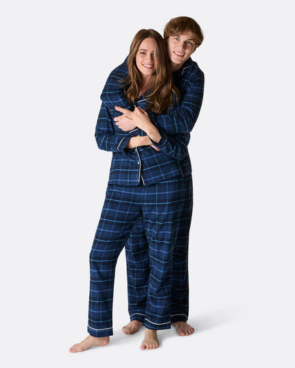Women's Blue Flannel Christmas Pyjamas