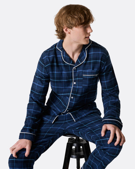 Men's Blue Flannel Christmas Pyjamas for Cozy Comfort