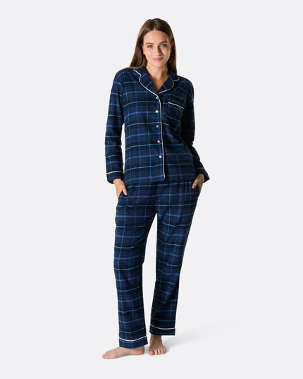 Women's Blue Flannel Christmas Pyjamas