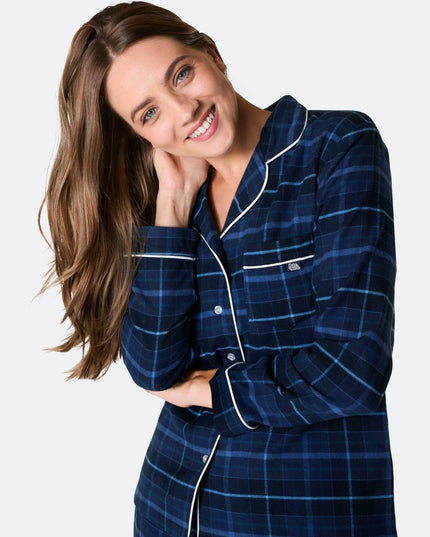 Women's Blue Flannel Christmas Pyjamas