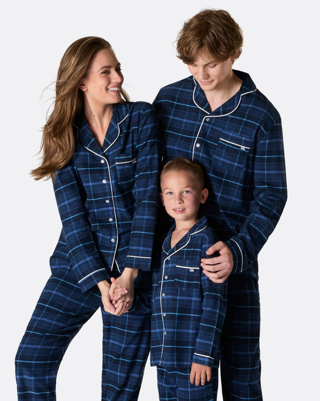 Blue Flannel Christmas Pyjamas Family