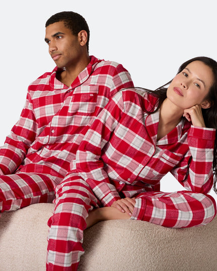 Large Red Flannel Christmas Pajamas for Family