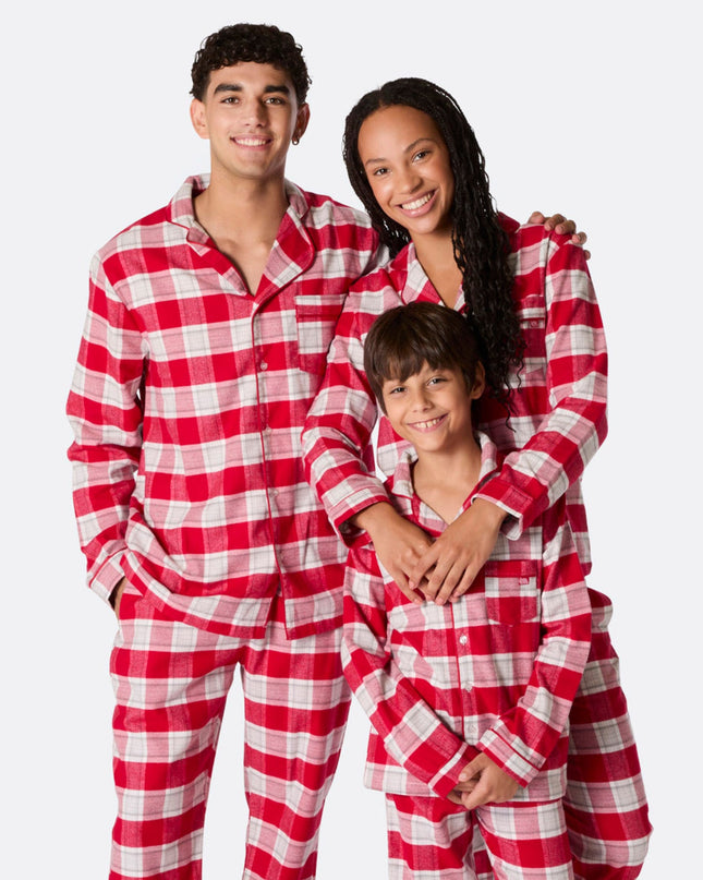 Large Red Flannel Christmas Pajamas for Family