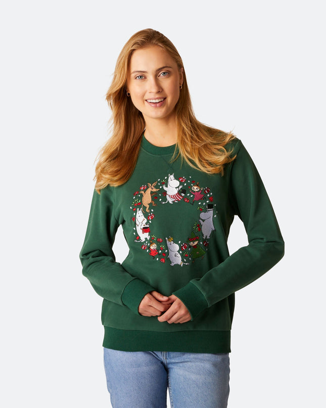 Women's Moomin Green Christmas Sweatshirt for Festive Style