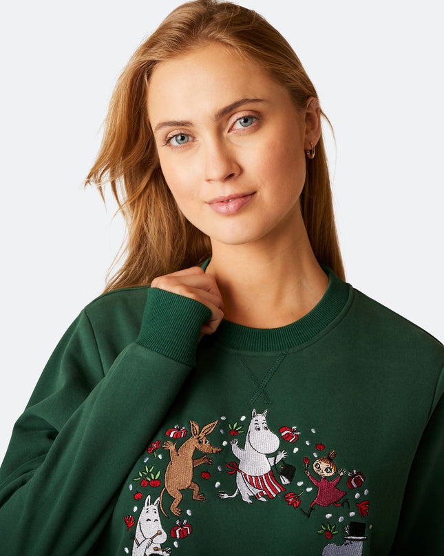 Women's Moomin Green Christmas Sweatshirt for Festive Style