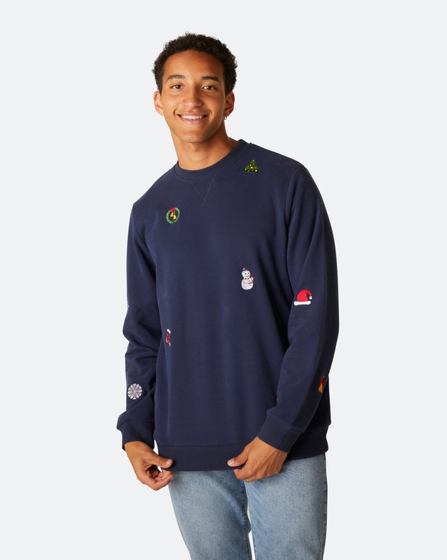 Blue College Men's Christmas Sweater