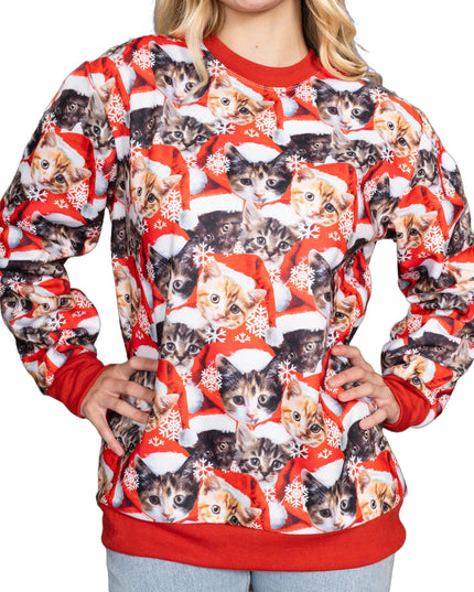 Poly Knit Pullover Sweater with Cat Graphic