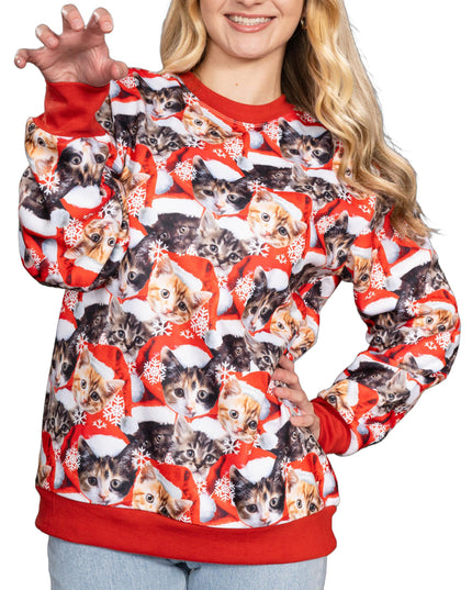 Poly Knit Pullover Sweater with Cat Graphic