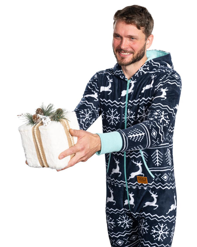 Fair Isle Ugly Christmas Union Suit Pajamas for Adults