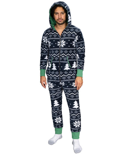Fair Isle Ugly Christmas Union Suit Pajamas for Adults