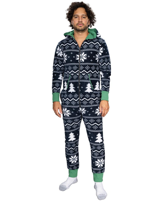 Fair Isle Ugly Christmas Union Suit Pajamas for Adults