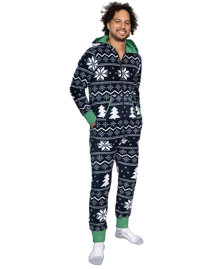 Fair Isle Ugly Christmas Union Suit Pajamas for Adults