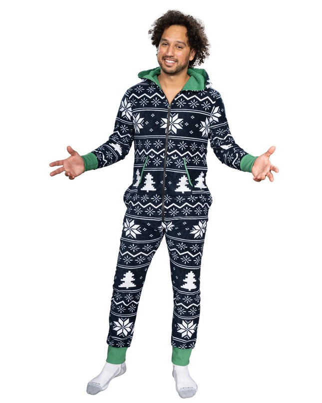 Fair Isle Ugly Christmas Union Suit Pajamas for Adults