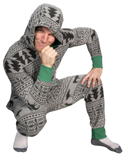 Fair Isle Ugly Christmas Union Suit Pajamas for Adults