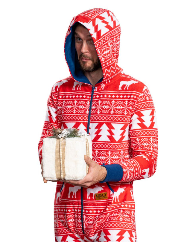 Fair Isle Ugly Christmas Union Suit Pajamas for Adults