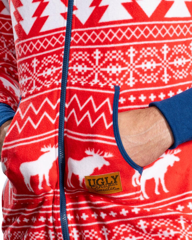 Fair Isle Ugly Christmas Union Suit Pajamas for Adults