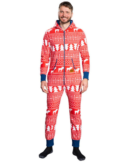 Fair Isle Ugly Christmas Union Suit Pajamas for Adults