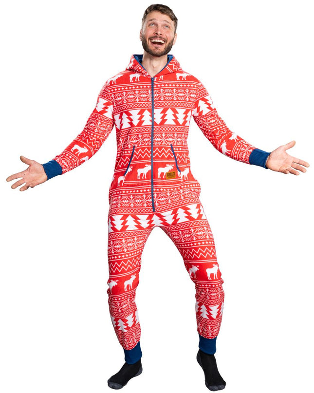 Fair Isle Ugly Christmas Union Suit Pajamas for Adults