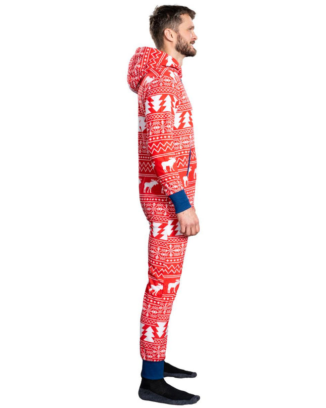 Fair Isle Ugly Christmas Union Suit Pajamas for Adults