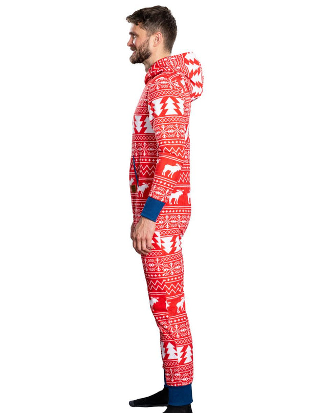 Fair Isle Ugly Christmas Union Suit Pajamas for Adults