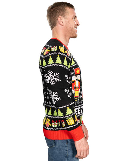 Crack Deez Nuts Nutcracker Santa Ugly Christmas Sweater