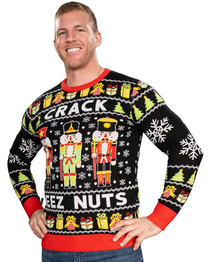 Crack Deez Nuts Nutcracker Santa Ugly Christmas Sweater